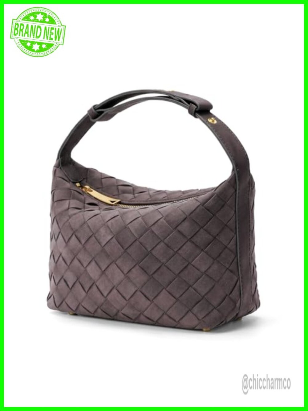 Hand-Woven Faux Suede Hobo Shoulder Bag Adjustable Strap